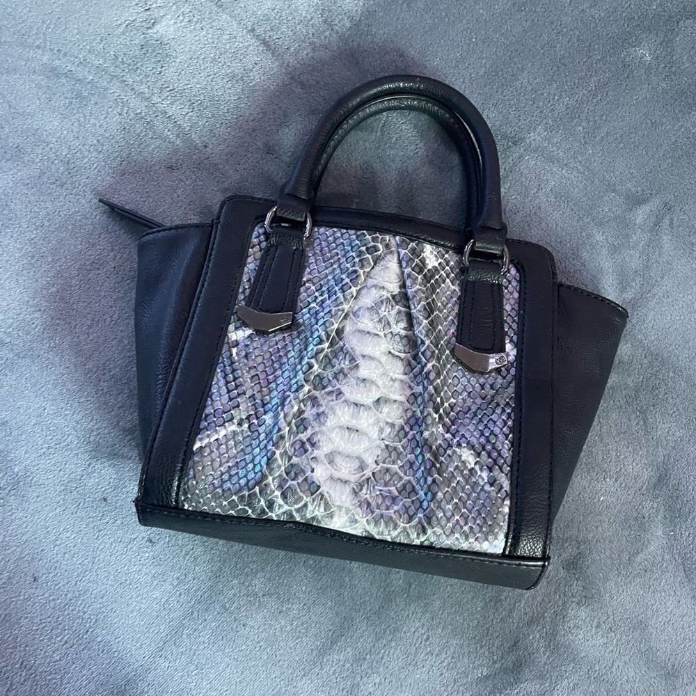 Simply Vera Vera Wang Purse | Black and Grey Snakeskin Print Women's Handbag